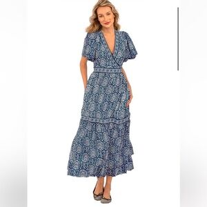 Gretchen Scott Designs Blue and White Maxi Dress with pockets!